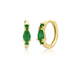 925 Silver Small Green CZ Zircon Hoop Earrings For Women