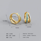 925 Silver Hoop Earrings White/Black/Green Zircon