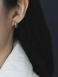 925 Silver Hoop Earrings White/Black/Green Zircon