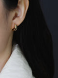 925 Silver Hoop Earrings White/Black/Green Zircon