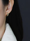 925 Silver Hoop Earrings White/Black/Green Zircon