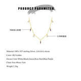 925 Silver Colorful Square Necklace White Crystal