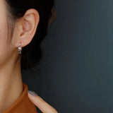 925 Silver Colorful Zircon Huggie Earrings for Women