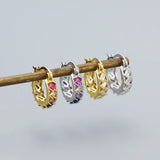 925 Silver Colorful Zircon Huggie Earrings for Women