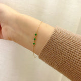 925 Silver Emerald/White Zircon Bracelet French Chain