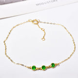 925 Silver Emerald/White Zircon Bracelet French Chain