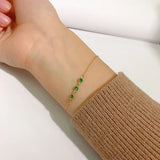 925 Silver Emerald/White Zircon Bracelet French Chain