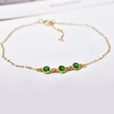 925 Silver Emerald/White Zircon Bracelet French Chain