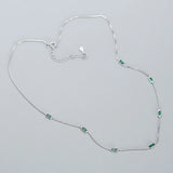 925 Silver Emerald Zircon Necklace French Light Niche Clavicle Chain
