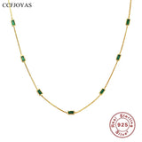925 Silver Emerald Zircon Necklace French Light Niche Clavicle Chain