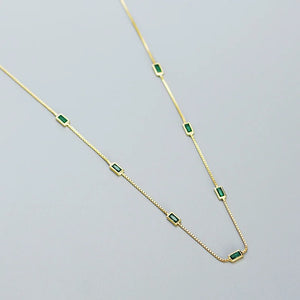 925 Silver Emerald Zircon Necklace French Light Niche Clavicle Chain
