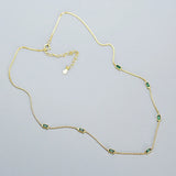 925 Silver Emerald Zircon Necklace French Light Niche Clavicle Chain