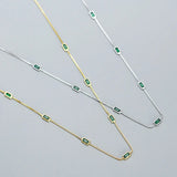 925 Silver Emerald Zircon Necklace French Light Niche Clavicle Chain