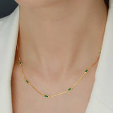 925 Silver Emerald Zircon Necklace French Light Niche Clavicle Chain