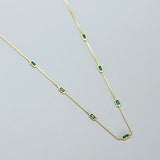 925 Silver Emerald Zircon Necklace French Light Niche Clavicle Chain