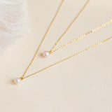 925 Silver Pearl Pendant Necklace 14k Plated Chain
