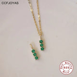 925 Silver Mini Three Emerald Zircon Pendant Necklace for Women