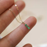 925 Silver Mini Three Emerald Zircon Pendant Necklace for Women