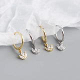 925 Silver Clear Zircon Drop Earrings for Women Geometric Horse eye CZ Jewelry