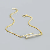 925 Silver Punk Rock Nail Zircon Bracelet French Light Bracelet