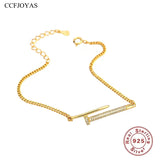925 Silver Punk Rock Nail Zircon Bracelet French Light Bracelet