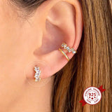 925 Silver Small Hoop Earrings Rainbow Zircon Round Circle Jewelry