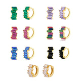 925 Silver Small Hoop Earrings Rainbow Zircon Round Circle Jewelry