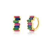 925 Silver Small Hoop Earrings Rainbow Zircon Round Circle Jewelry