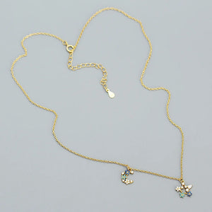 925 Silver Colorful Zircon Star Moon Necklace for Women
