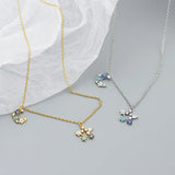 925 Silver Colorful Zircon Star Moon Necklace for Women