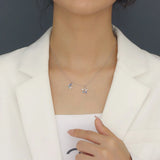 925 Silver Colorful Zircon Star Moon Necklace for Women