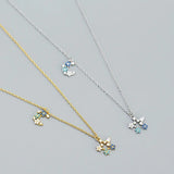 925 Silver Colorful Zircon Star Moon Necklace for Women