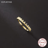 Real 925 Sterling Silver Crown Slim Ring 14K Plated
