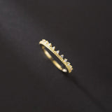 Real 925 Sterling Silver Crown Slim Ring 14K Plated