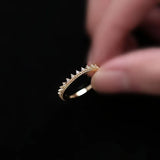 Real 925 Sterling Silver Crown Slim Ring 14K Plated
