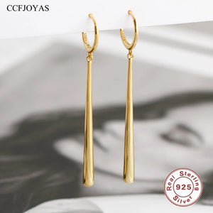 925 Silver Long Drop Earrings Punk Rock Exaggerated Drop-shaped Earrings