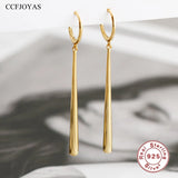 925 Silver Long Drop Earrings Punk Rock Exaggerated Drop-shaped Earrings