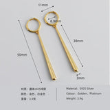 925 Silver Long Drop Earrings Punk Rock Exaggerated Drop-shaped Earrings