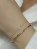 925 Silver Mini Four Zircon Flower Bracelet Party Jewelry