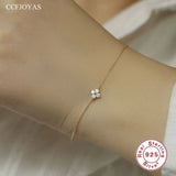 925 Silver Mini Four Zircon Flower Bracelet Party Jewelry