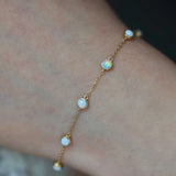 925 Silver Opal Bracelet 18k Plated Women Retro Jewelry
