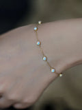 925 Silver Opal Bracelet 18k Plated Women Retro Jewelry