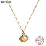 925 Sterling Silver Shell Pendant Necklace Freshwater Pearl Chain Jewelry