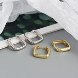 11mm Square Geometric Hoop Earrings 925 Sterling Silver Rock Punk Women Jewelry