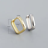 11mm Square Geometric Hoop Earrings 925 Sterling Silver Rock Punk Women Jewelry