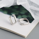 11mm Square Geometric Hoop Earrings 925 Sterling Silver Rock Punk Women Jewelry