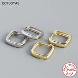 11mm Square Geometric Hoop Earrings 925 Sterling Silver Rock Punk Women Jewelry