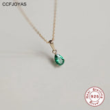 14K Plated 925 Sterling Silver Green/White Zircon Pendant Necklace