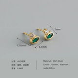 925 Silver Small Fresh Marquise-shaped Stud Earrings Multicolor