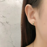 925 Silver Small Fresh Marquise-shaped Stud Earrings Multicolor